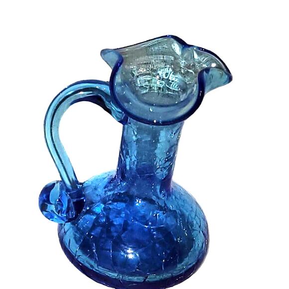 Vintage Pilgrim Glass Hand Blown Crackle Art Glass Cruet/Vase - Picture 3 of 6